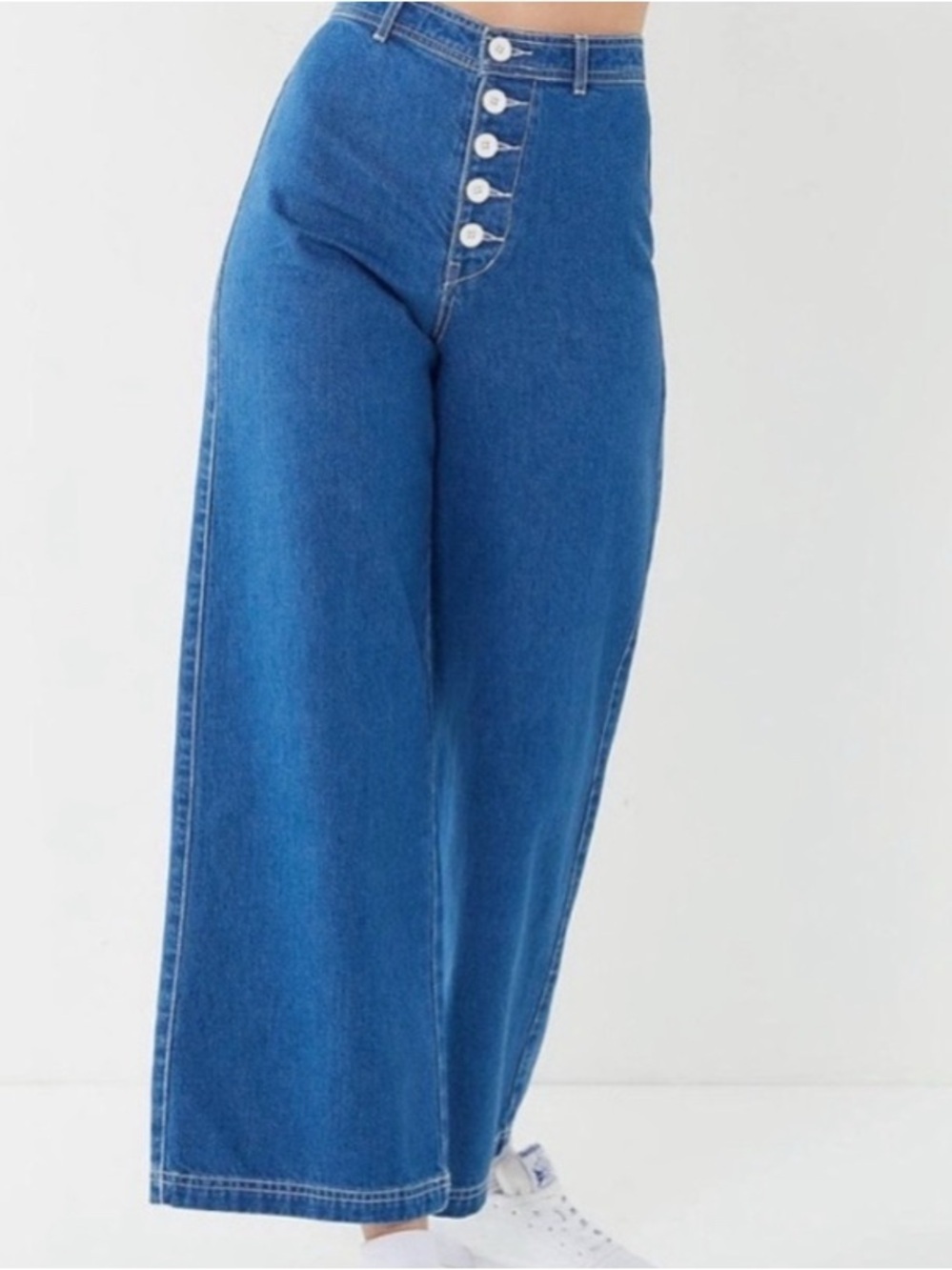 BDG Super Wide Leg Exposed Button Fly Cropped High Waisted Flare Jeans - 28